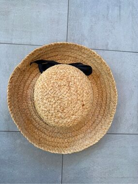 Woven Straw Sun Hat with Black Ribbon for any casual outing. Sun protection too!